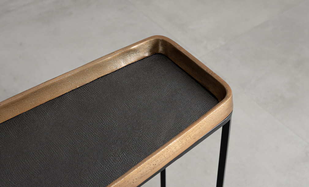 Стол-консоль Родстер antic brass+shagreen